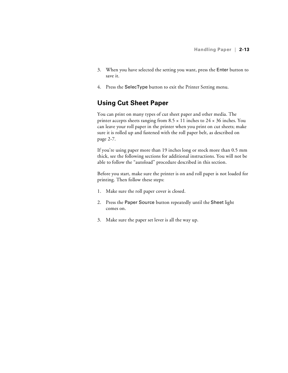 Using cut sheet paper, Using cut sheet paper -13 | Epson Stylus Pro 7000 User Manual | Page 47 / 147
