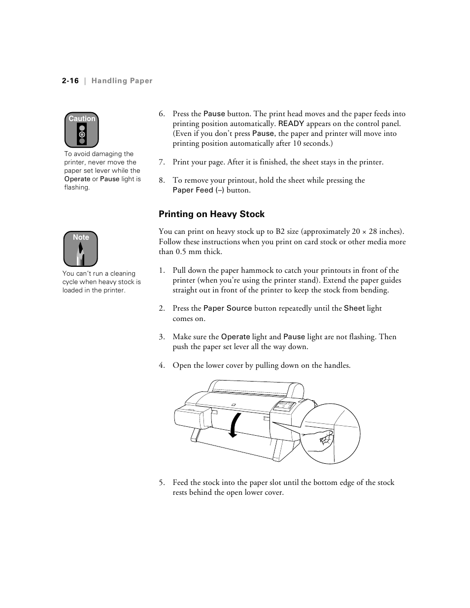 Printing on heavy stock, Printing on heavy stock -16 | Epson Stylus Pro 7000 User Manual | Page 50 / 147