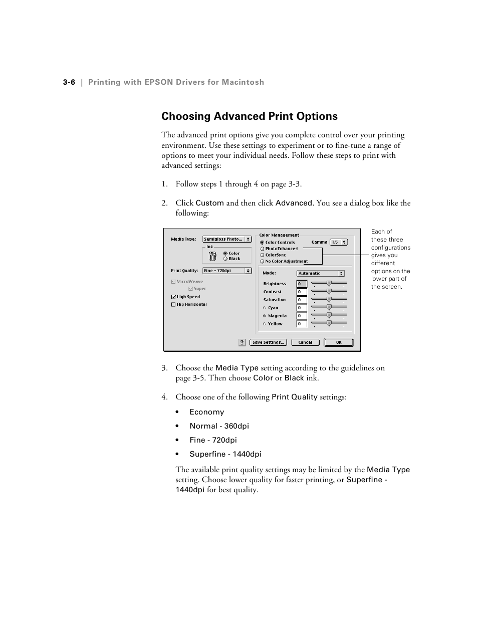 Choosing advanced print options, Choosing advanced print options -6 | Epson Stylus Pro 7000 User Manual | Page 62 / 147