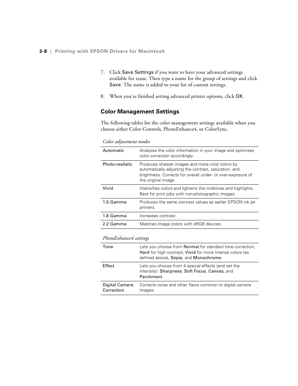 Color management settings, Color management settings -8 | Epson Stylus Pro 7000 User Manual | Page 64 / 147