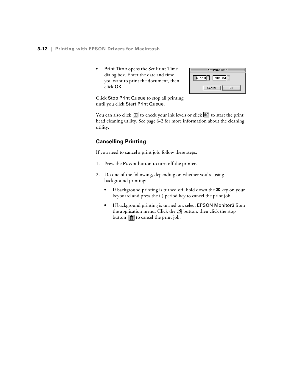 Cancelling printing, Cancelling printing -12 | Epson Stylus Pro 7000 User Manual | Page 68 / 147