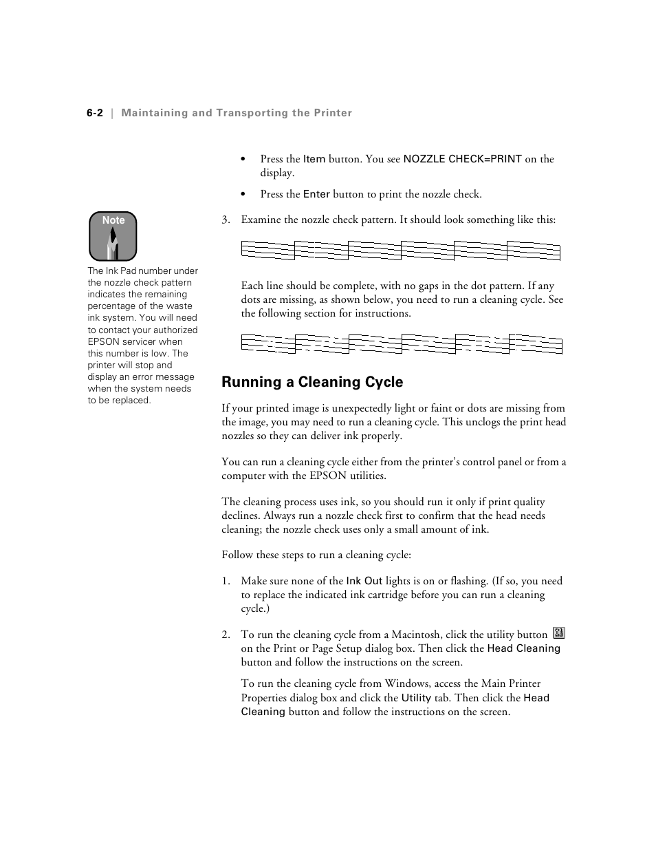 Running a cleaning cycle, Running a cleaning cycle -2 | Epson Stylus Pro 7000 User Manual | Page 94 / 147