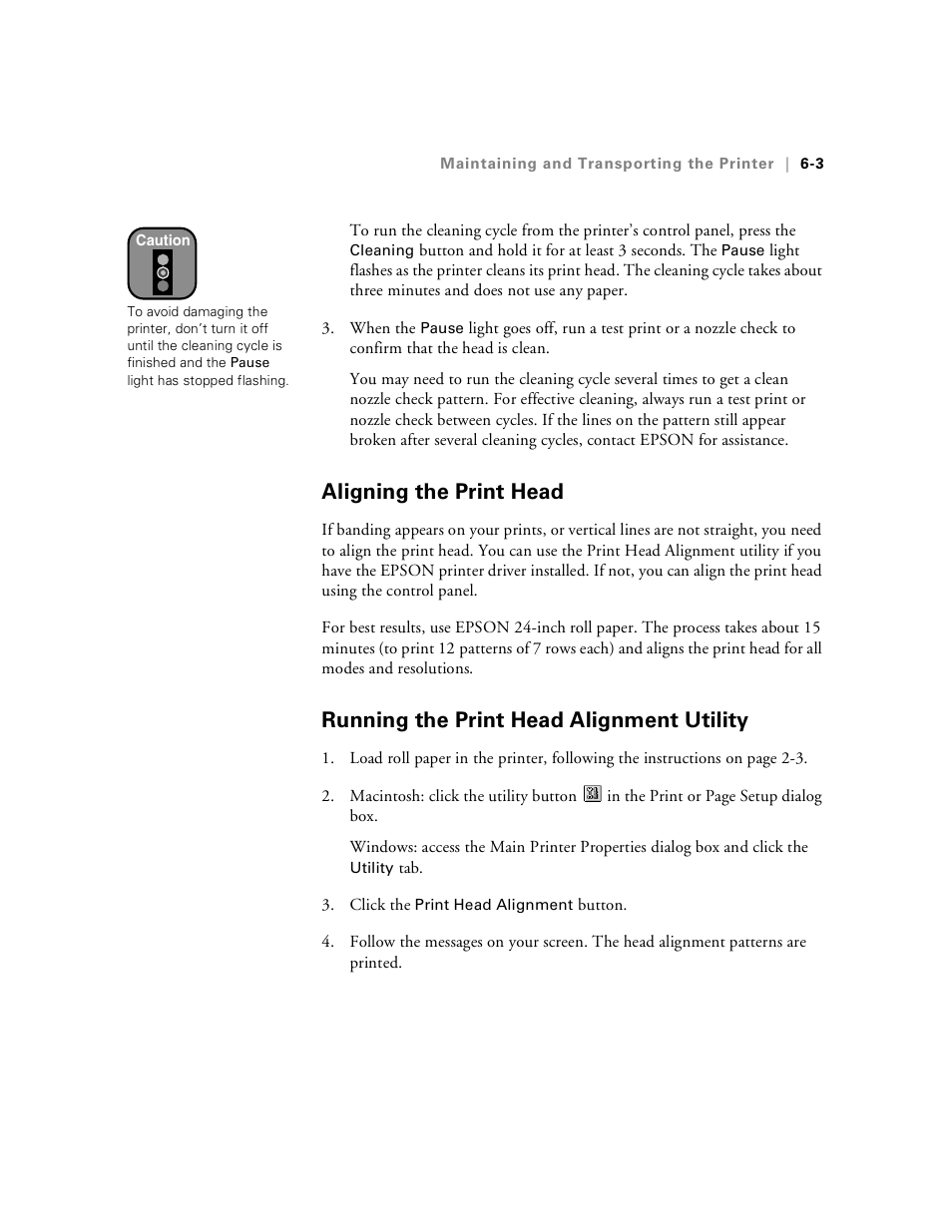 Aligning the print head, Running the print head alignment utility | Epson Stylus Pro 7000 User Manual | Page 95 / 147
