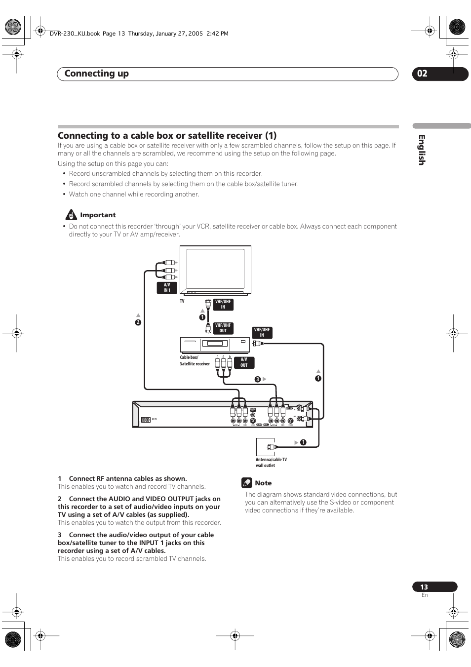 Connecting up 02, English | Pioneer DVR-233-S User Manual | Page 13 / 68