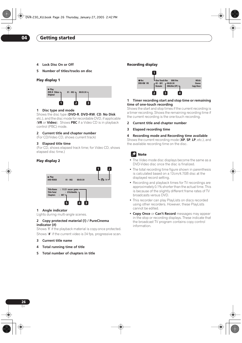 Getting started 04 | Pioneer DVR-233-S User Manual | Page 26 / 68