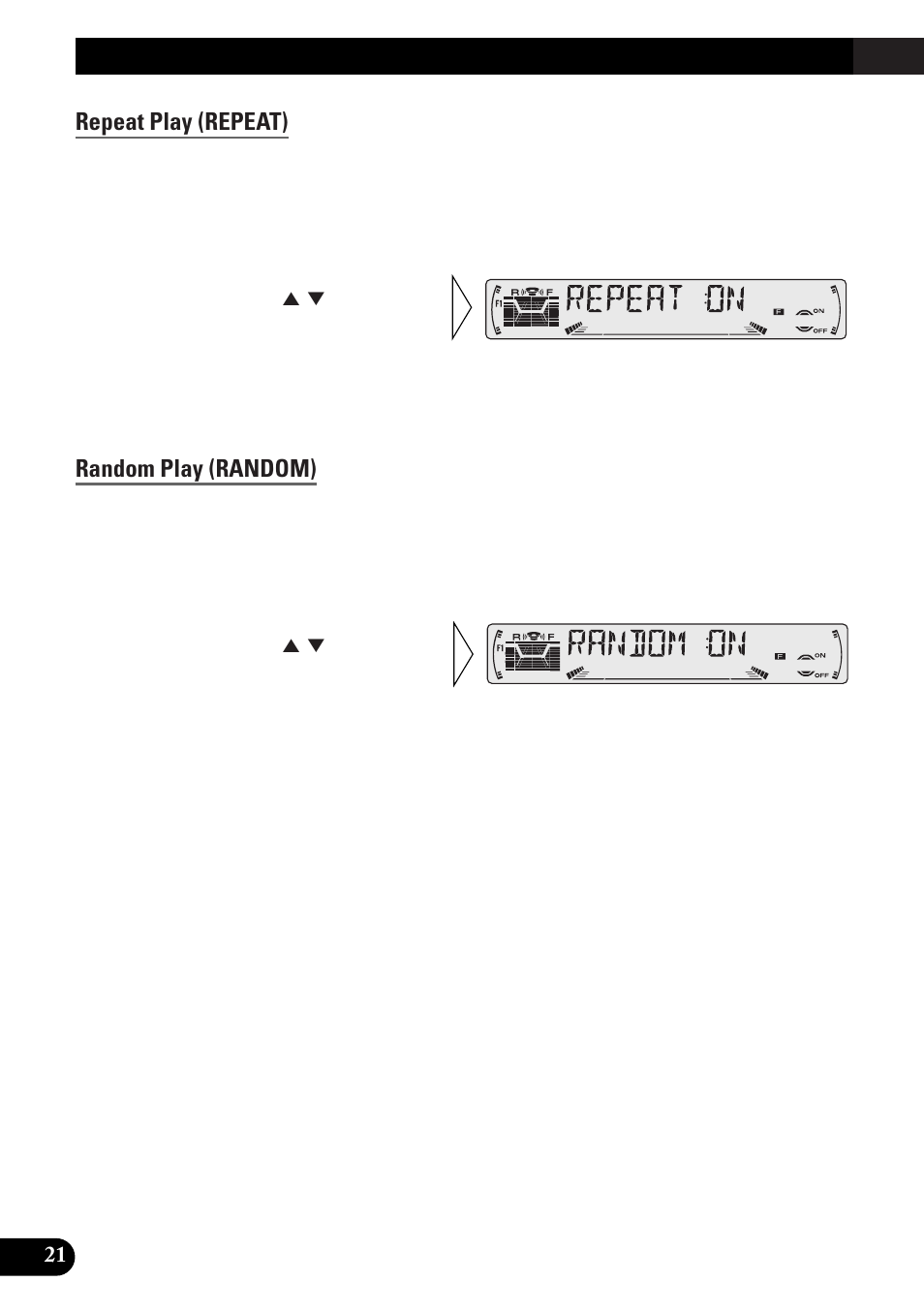 Using the built-in cd player, Repeat play (repeat), Random play (random) | Scan play (t-scan), Pause (pause) | Pioneer DEH-3300R  EN User Manual | Page 22 / 116