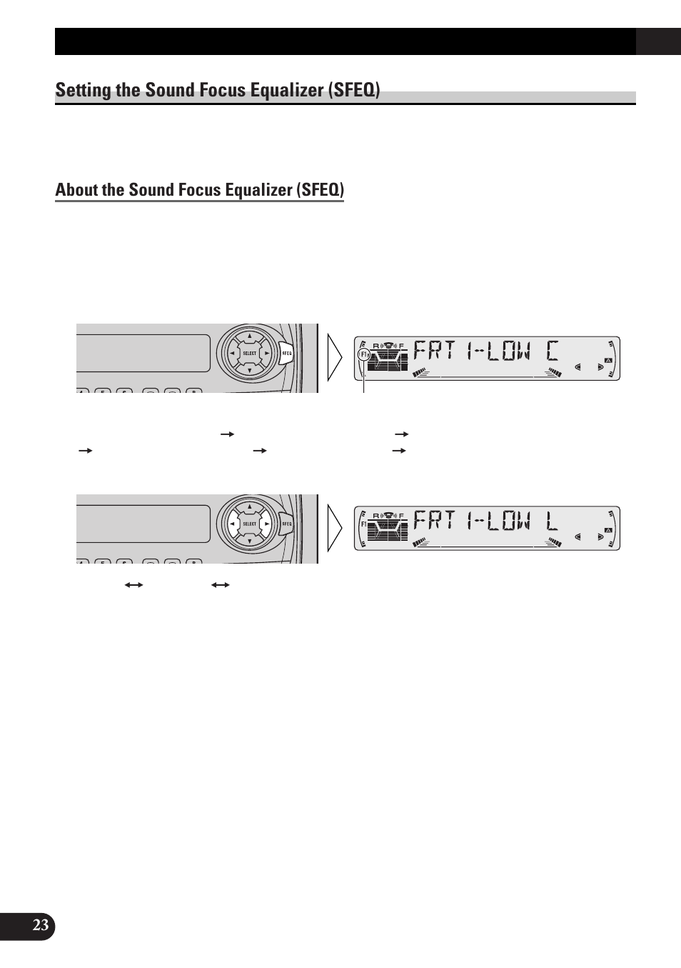 Audio adjustment, Setting the sound focus equalizer (sfeq), About the sound focus equalizer (sfeq) | Selecting the equalizer curve, About the custom curves | Pioneer DEH-3300R  EN User Manual | Page 24 / 116