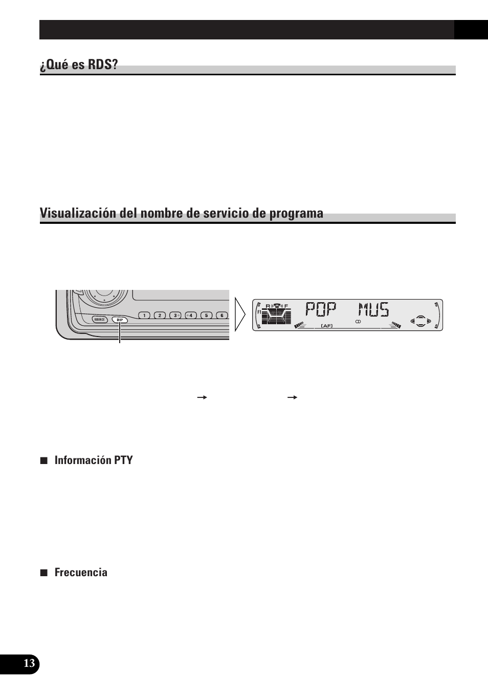 Uso de las funciones rds, Qué es rds? visualización del nombre de servicio, De programa | Función af (af), Activación/desactivación de la función af, A title (english), Qué es rds, Visualización del nombre de servicio de programa | Pioneer DEH-3300R  EN User Manual | Page 52 / 116