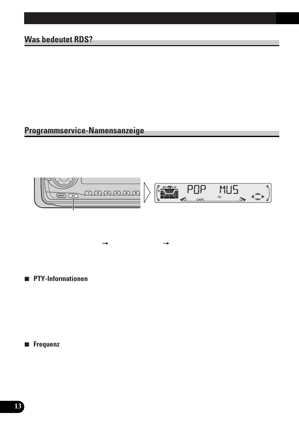 Gebrauch der rds-funktionen, Aktivieren/deaktivieren der af-funktion, A title (english) | Was bedeutet rds, Programmservice-namensanzeige | Pioneer DEH-3300R  EN User Manual | Page 90 / 116