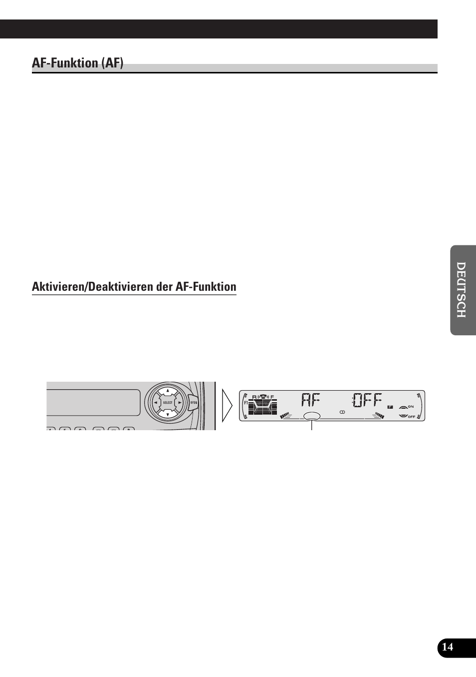A title (english), Af-funktion (af), Aktivieren/deaktivieren der af-funktion | Pioneer DEH-3300R  EN User Manual | Page 91 / 116