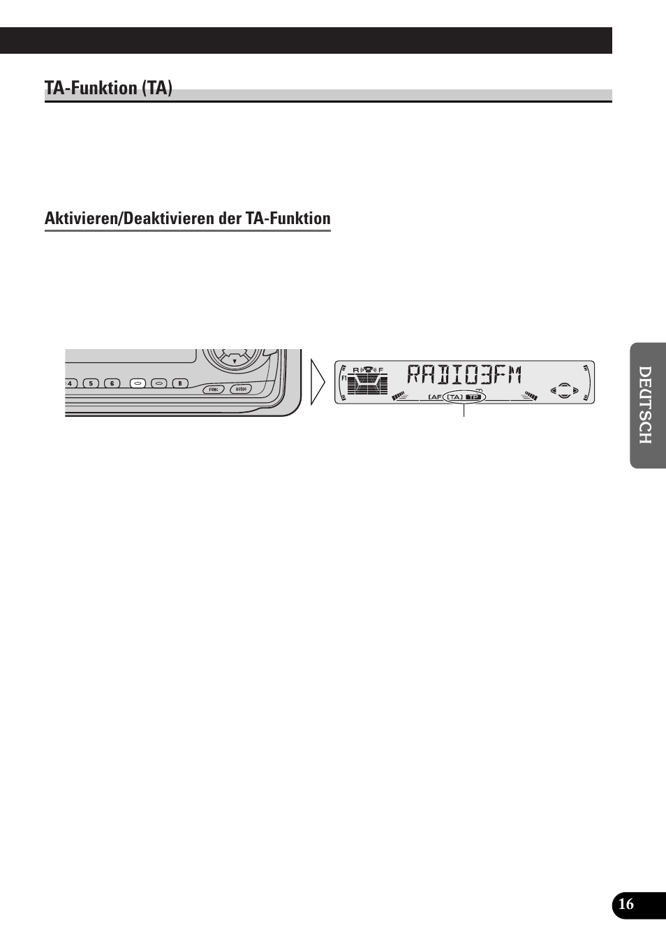 A title (english), Ta-funktion (ta), Aktivieren/deaktivieren der ta-funktion | Pioneer DEH-3300R  EN User Manual | Page 93 / 116