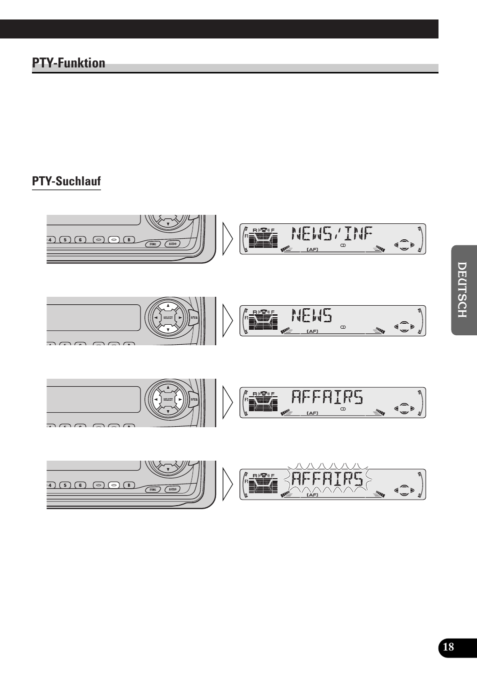 A title (english), Pty-funktion, Pty-suchlauf | Pioneer DEH-3300R  EN User Manual | Page 95 / 116