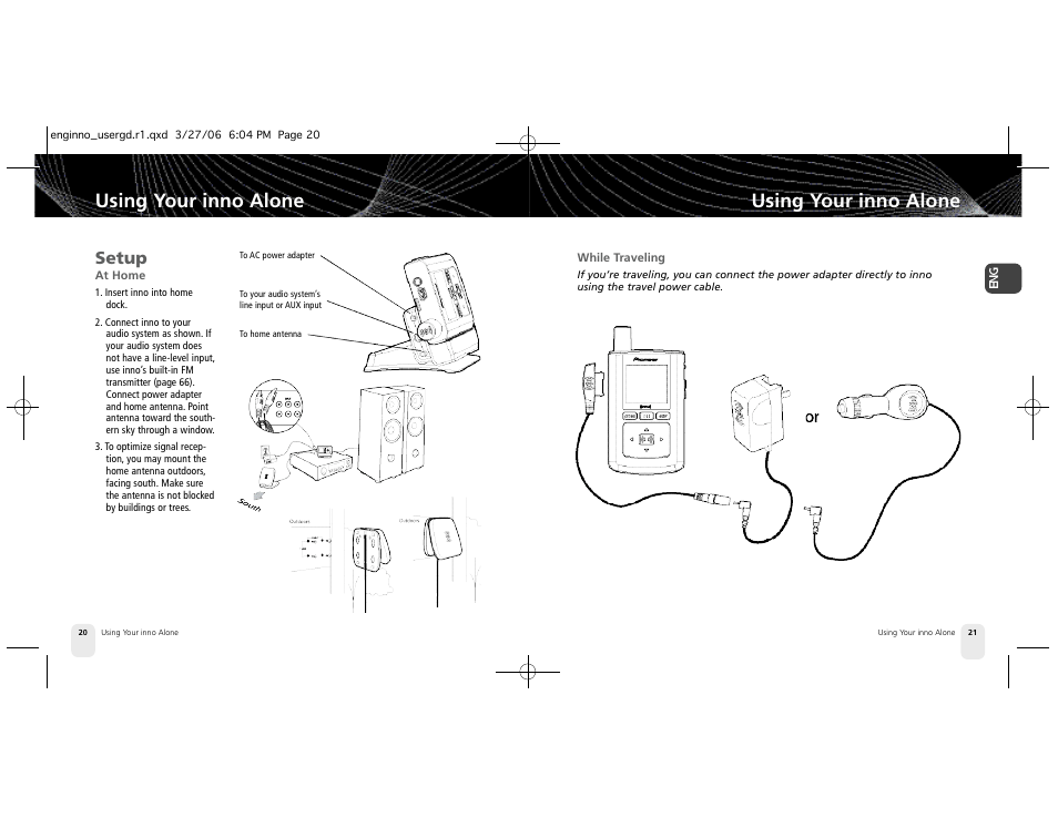Using your inno alone, Setup | Pioneer XM2GO User Manual | Page 11 / 47