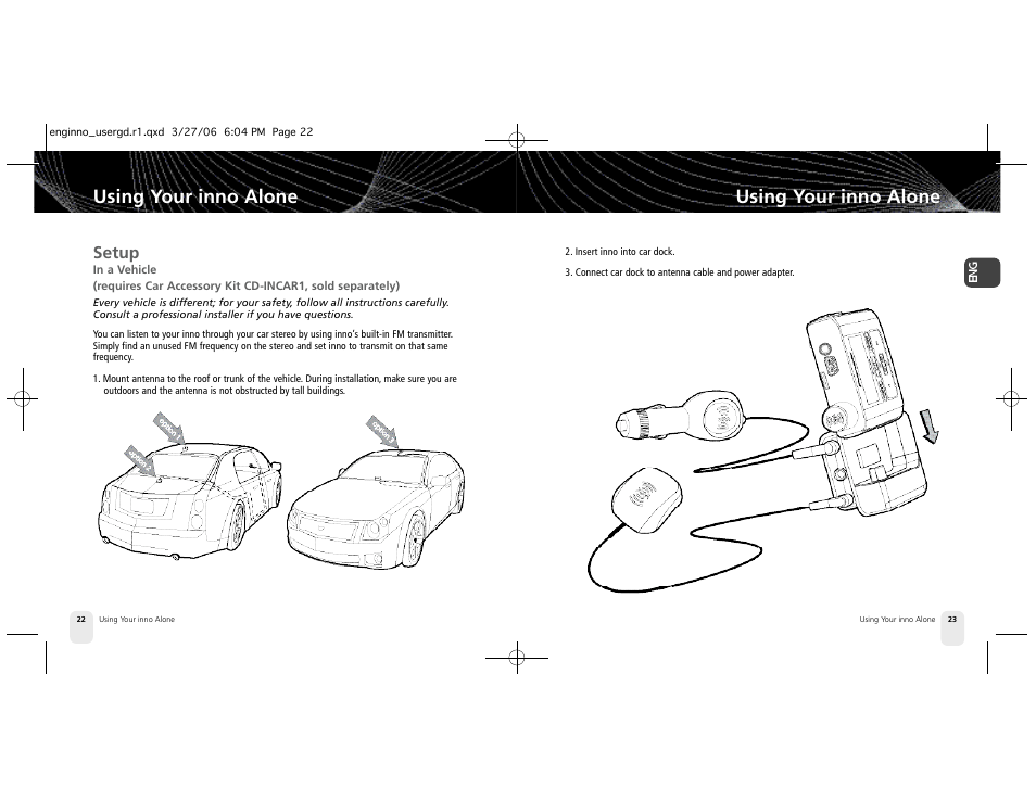 Using your inno alone, Setup | Pioneer XM2GO User Manual | Page 12 / 47