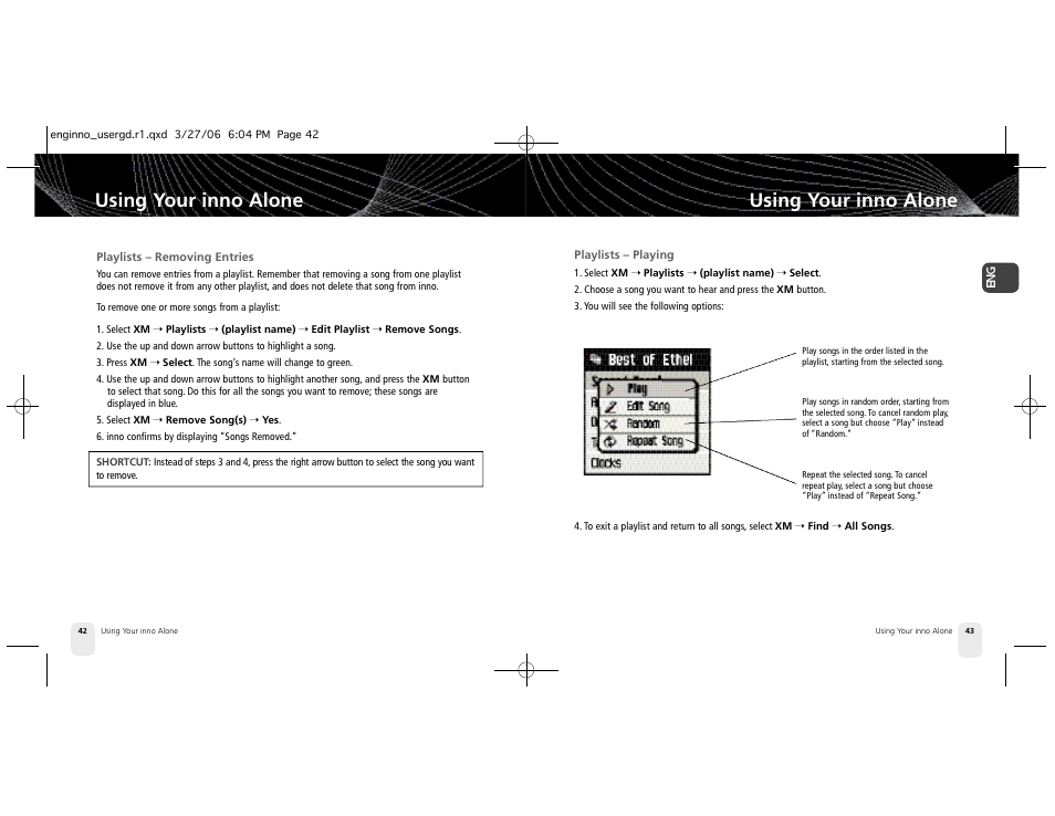 Using your inno alone | Pioneer XM2GO User Manual | Page 22 / 47