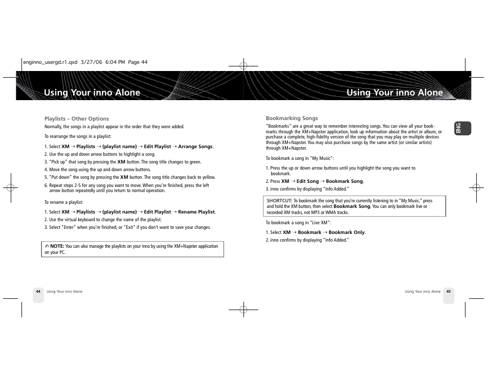 Using your inno alone | Pioneer XM2GO User Manual | Page 23 / 47