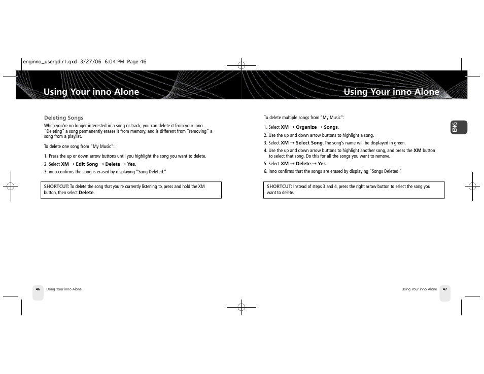 Using your inno alone | Pioneer XM2GO User Manual | Page 24 / 47