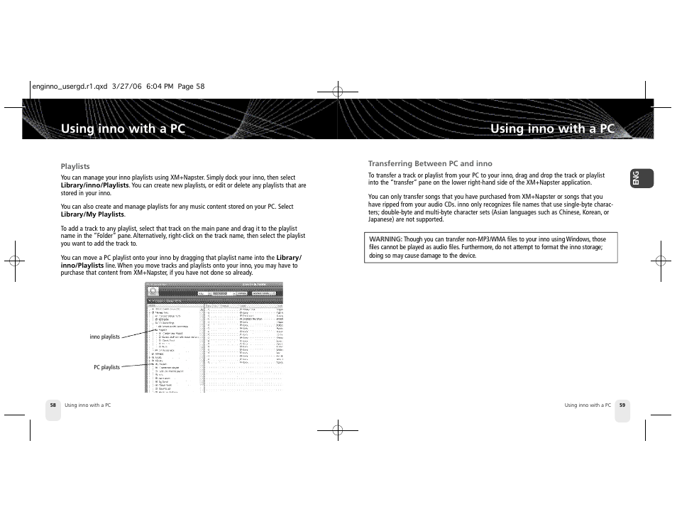 Using inno with a pc | Pioneer XM2GO User Manual | Page 30 / 47