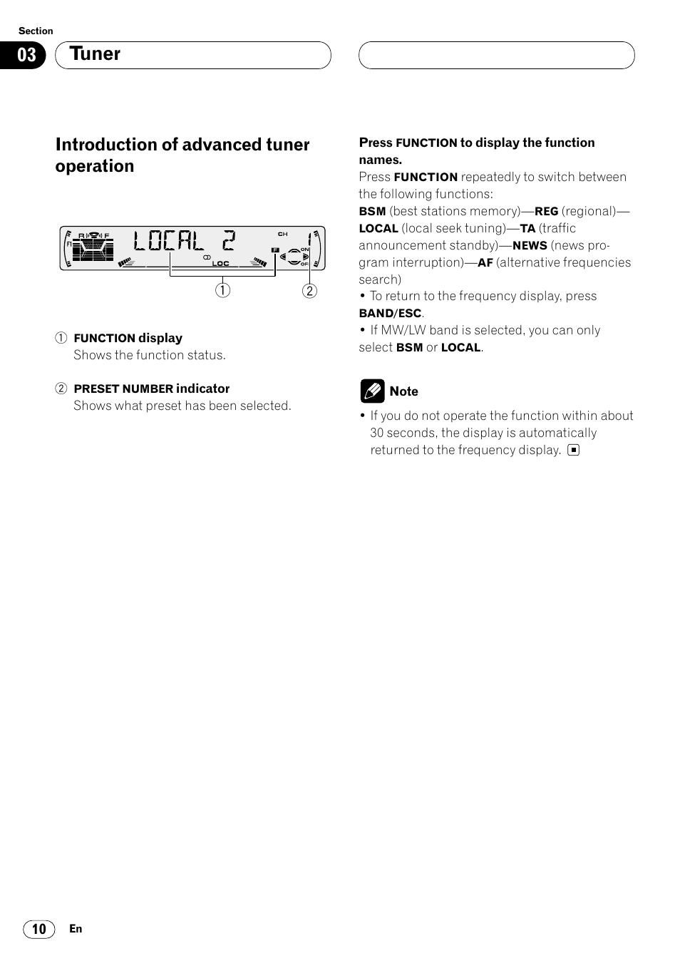 Introduction of advanced tuner, Operation 10, Tuner | Introduction of advanced tuner operation | Pioneer DEH-P4400R  EN User Manual | Page 10 / 128