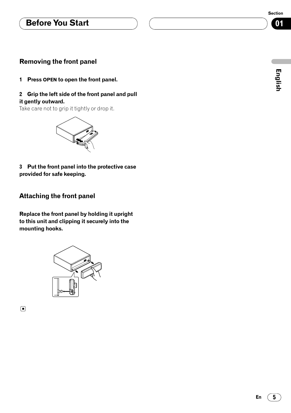 Before you start | Pioneer DEH-P4400R  EN User Manual | Page 5 / 128