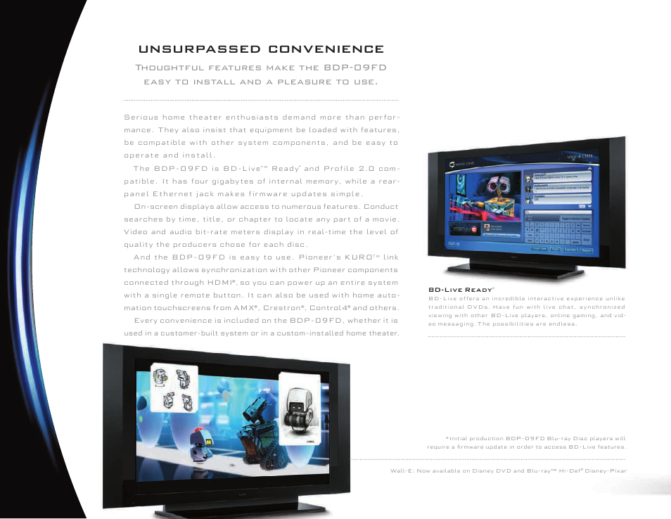 Unsurpassed convenience | Pioneer Elite BDP-09FD User Manual | Page 10 / 16