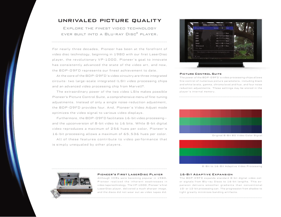 Unrivaled picture quality, Player | Pioneer Elite BDP-09FD User Manual | Page 4 / 16