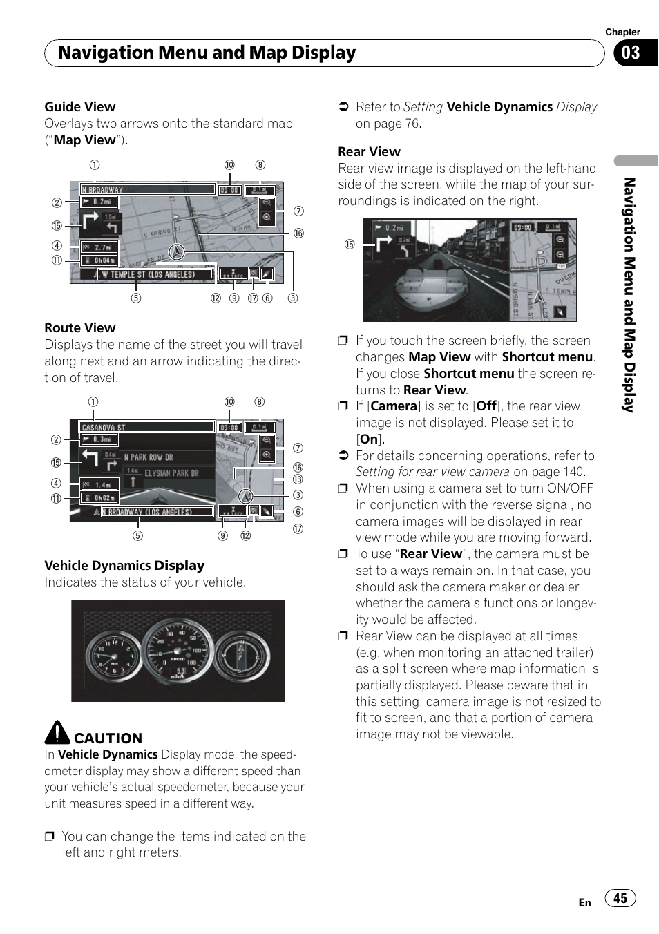 Navigation menu and map display | Pioneer SUPERTUNERD AVIC-N5 User Manual | Page 45 / 188