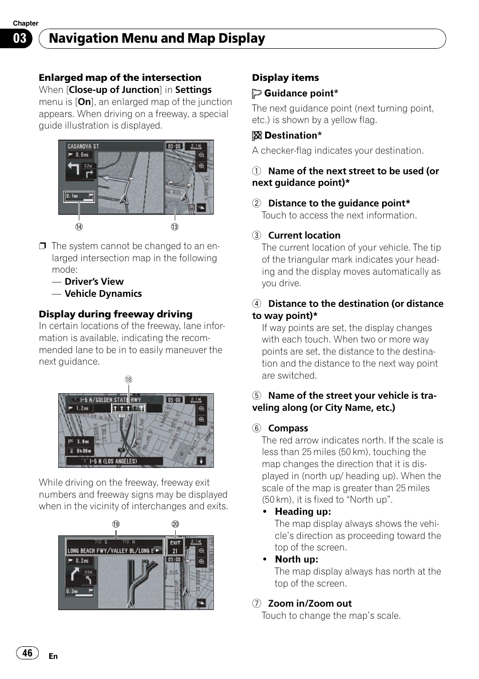 Navigation menu and map display | Pioneer SUPERTUNERD AVIC-N5 User Manual | Page 46 / 188