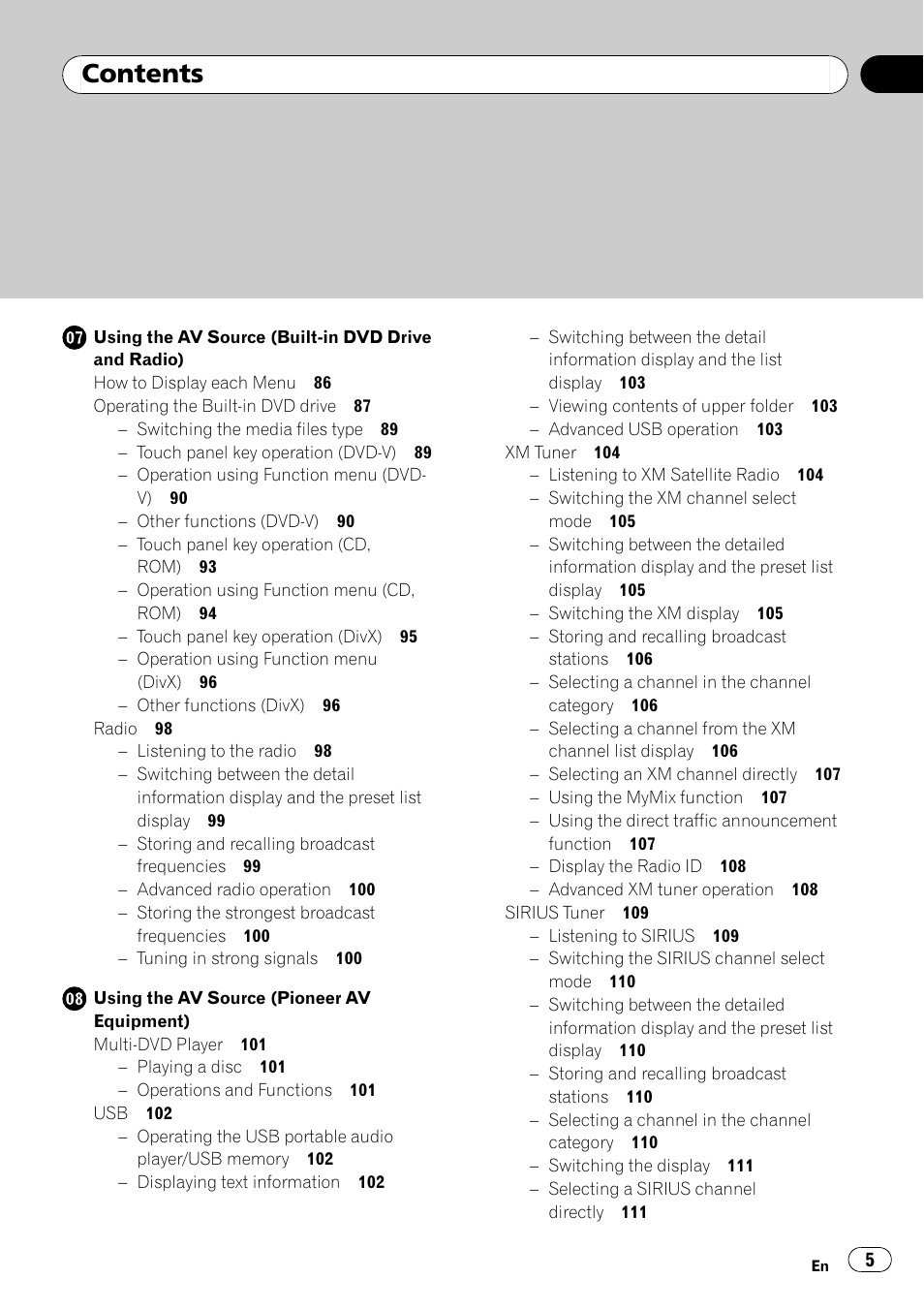 Pioneer SUPERTUNERD AVIC-N5 User Manual | Page 5 / 188