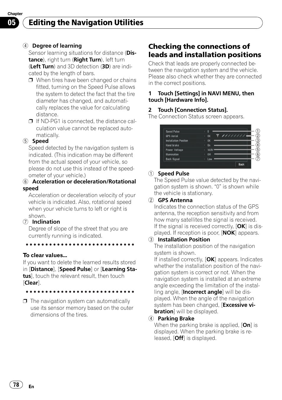 Checking the connections of leads and, Installation positions, Editing the navigation utilities | Pioneer SUPERTUNERD AVIC-N5 User Manual | Page 78 / 188