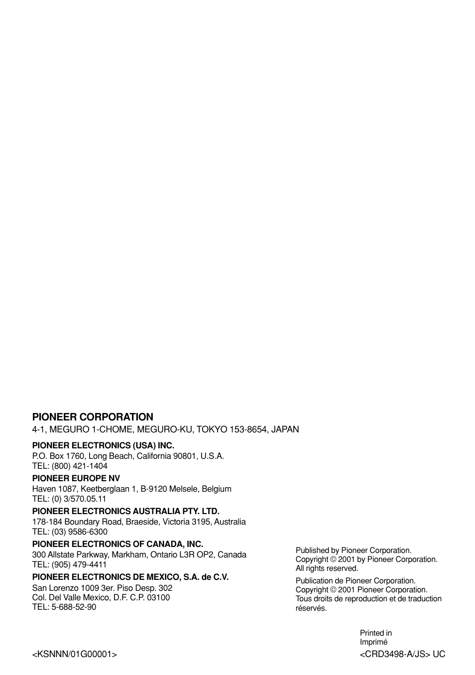 Pioneer DEH-3400 User Manual | Page 56 / 56