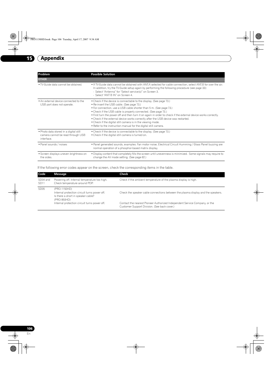 Appendix 15 | Pioneer PRO-950HD User Manual | Page 106 / 120