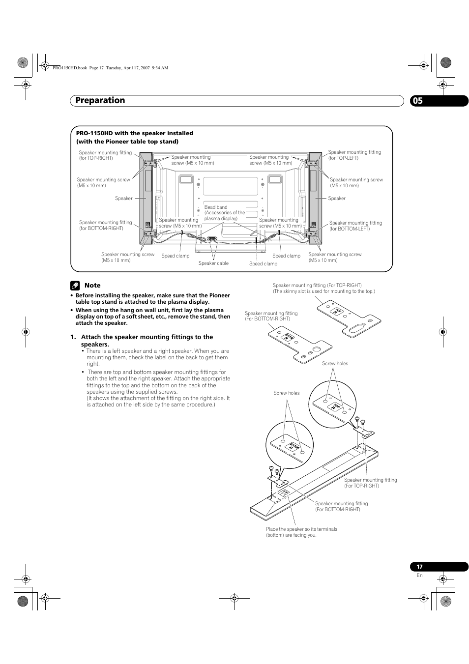 Preparation 05 | Pioneer PRO-950HD User Manual | Page 17 / 120