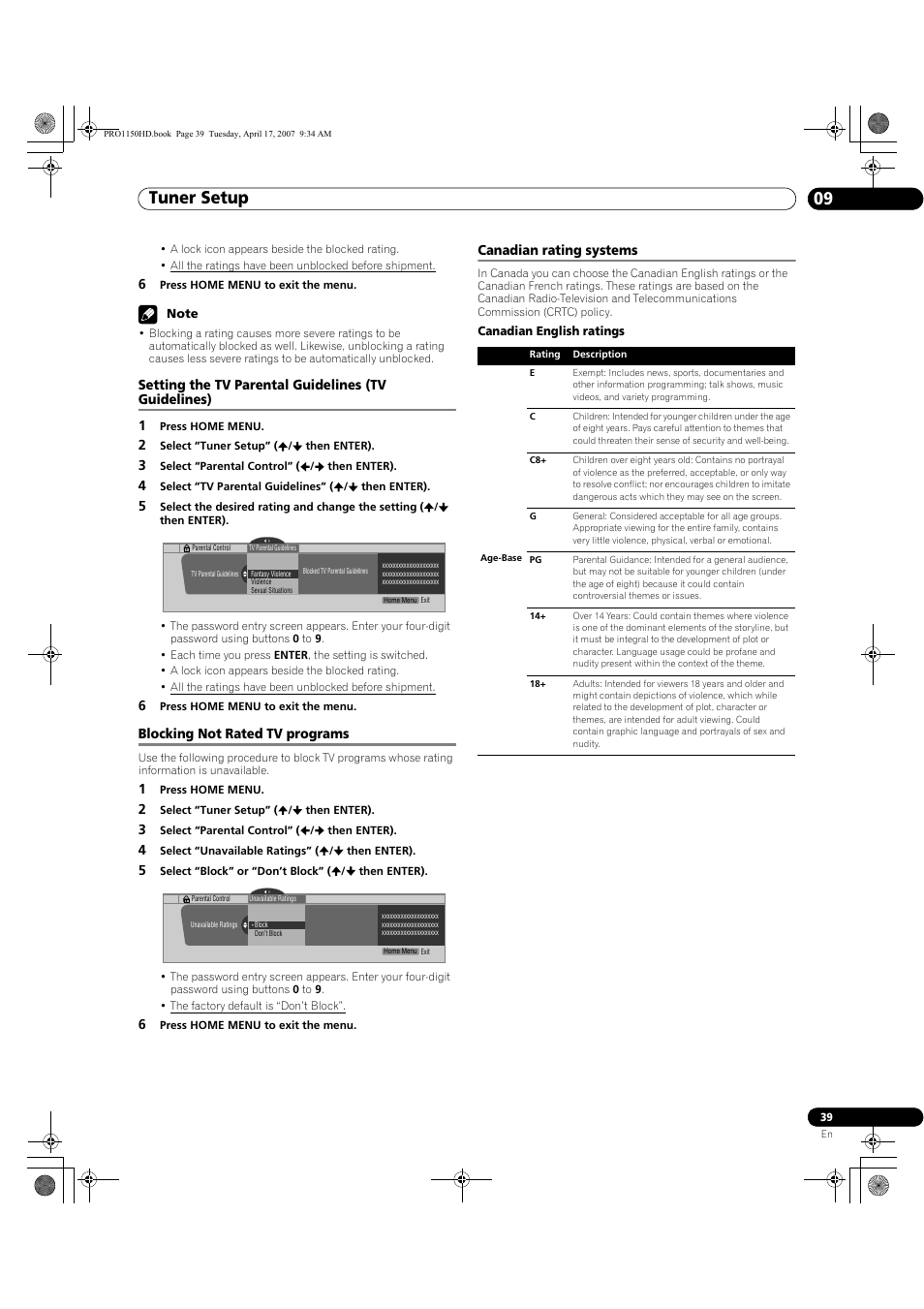 Tuner setup 09 | Pioneer PRO-950HD User Manual | Page 39 / 120