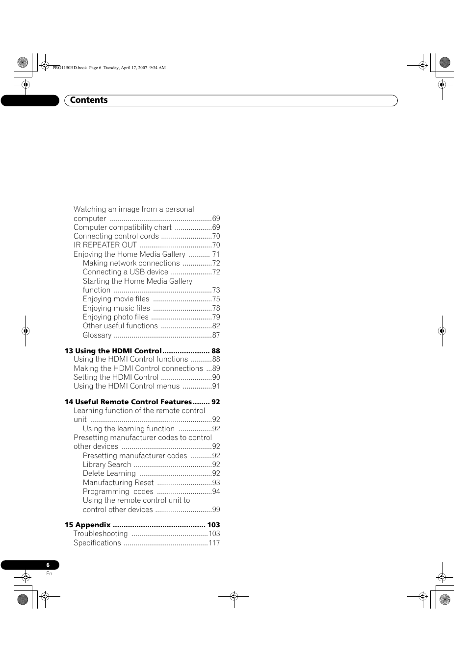 Pioneer PRO-950HD User Manual | Page 6 / 120