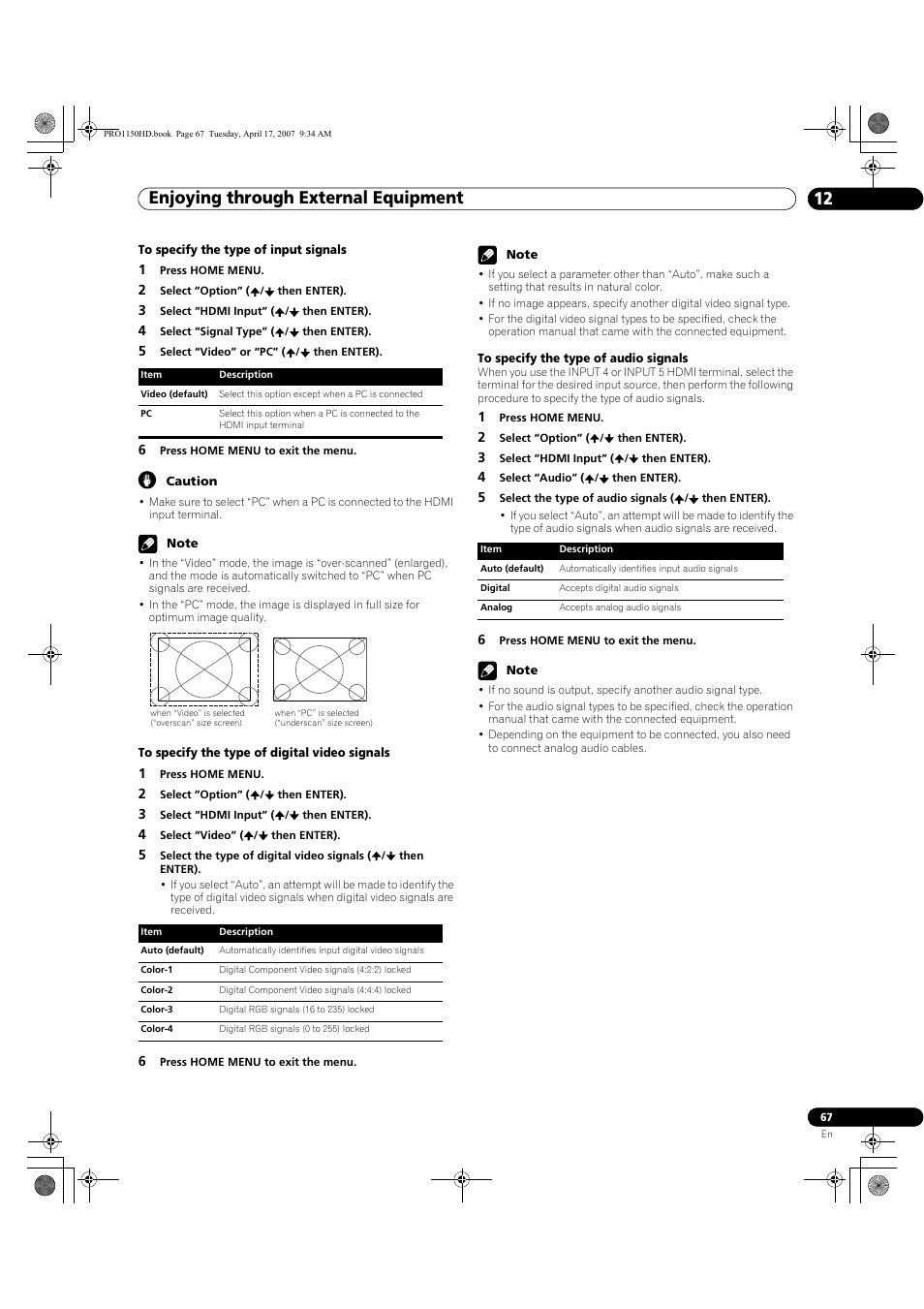 Enjoying through external equipment 12 | Pioneer PRO-950HD User Manual | Page 67 / 120