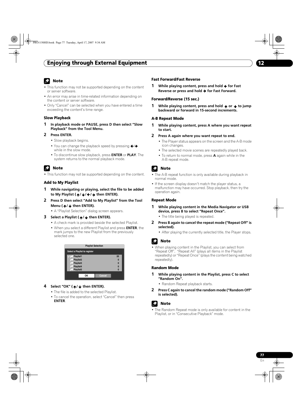 Enjoying through external equipment 12 | Pioneer PRO-950HD User Manual | Page 77 / 120