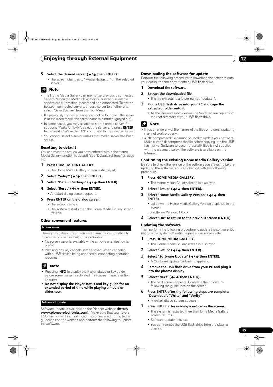 Enjoying through external equipment 12 | Pioneer PRO-950HD User Manual | Page 85 / 120