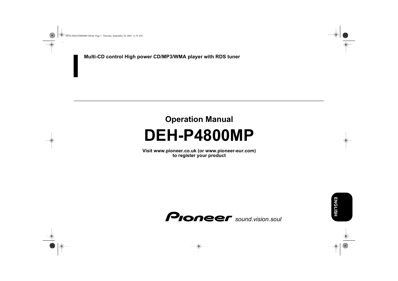 Pioneer DEH-P4800MP User Manual | 36 pages