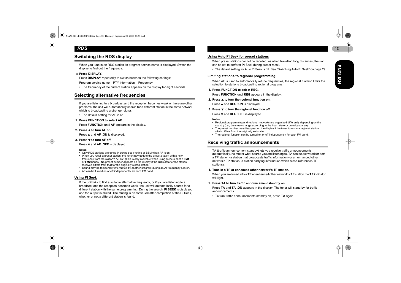 Pioneer DEH-P4800MP User Manual | Page 12 / 36