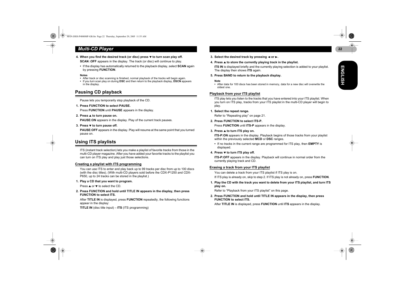 Multi-cd player | Pioneer DEH-P4800MP User Manual | Page 22 / 36