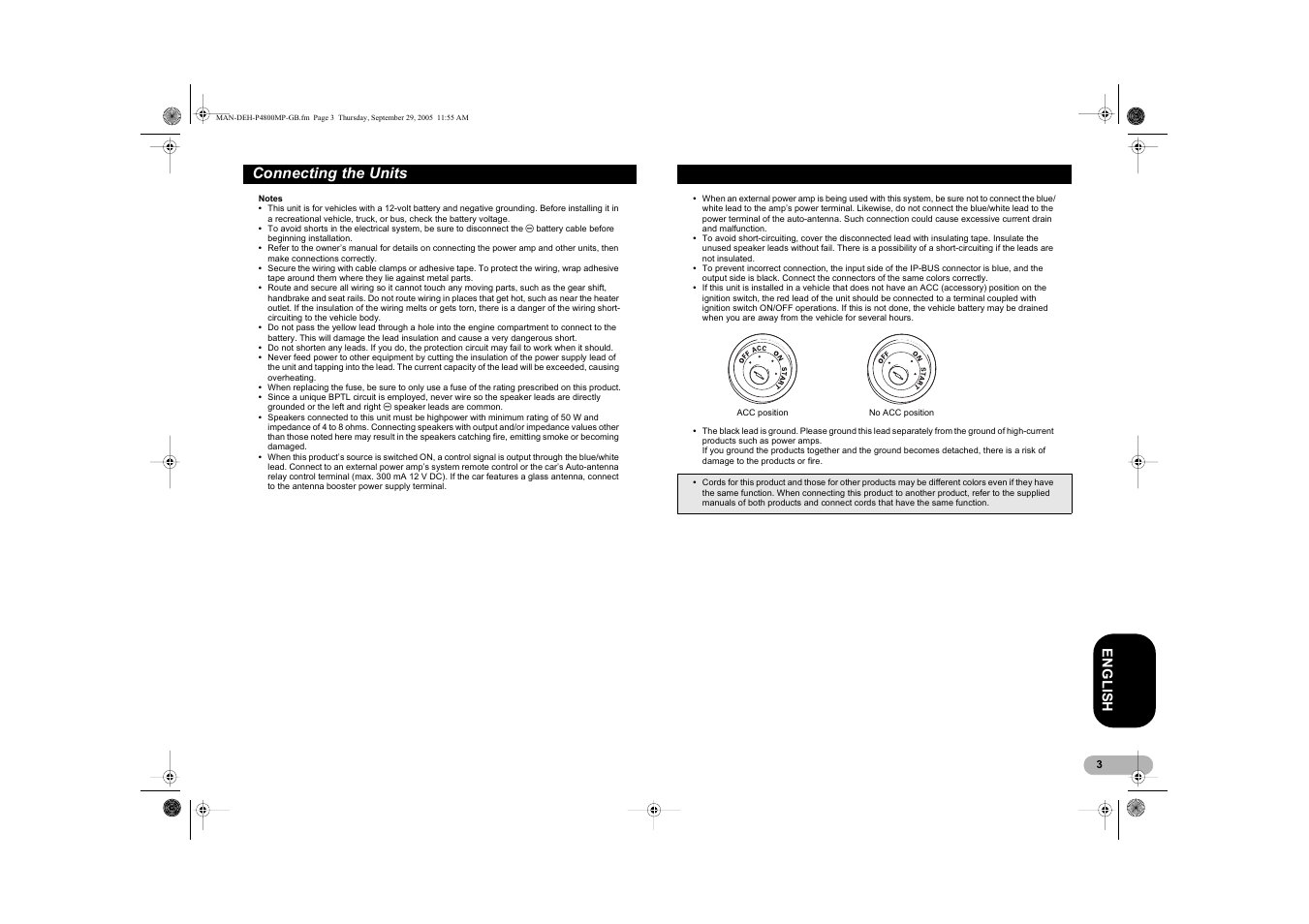 Connecting the units, En g l is h | Pioneer DEH-P4800MP User Manual | Page 3 / 36