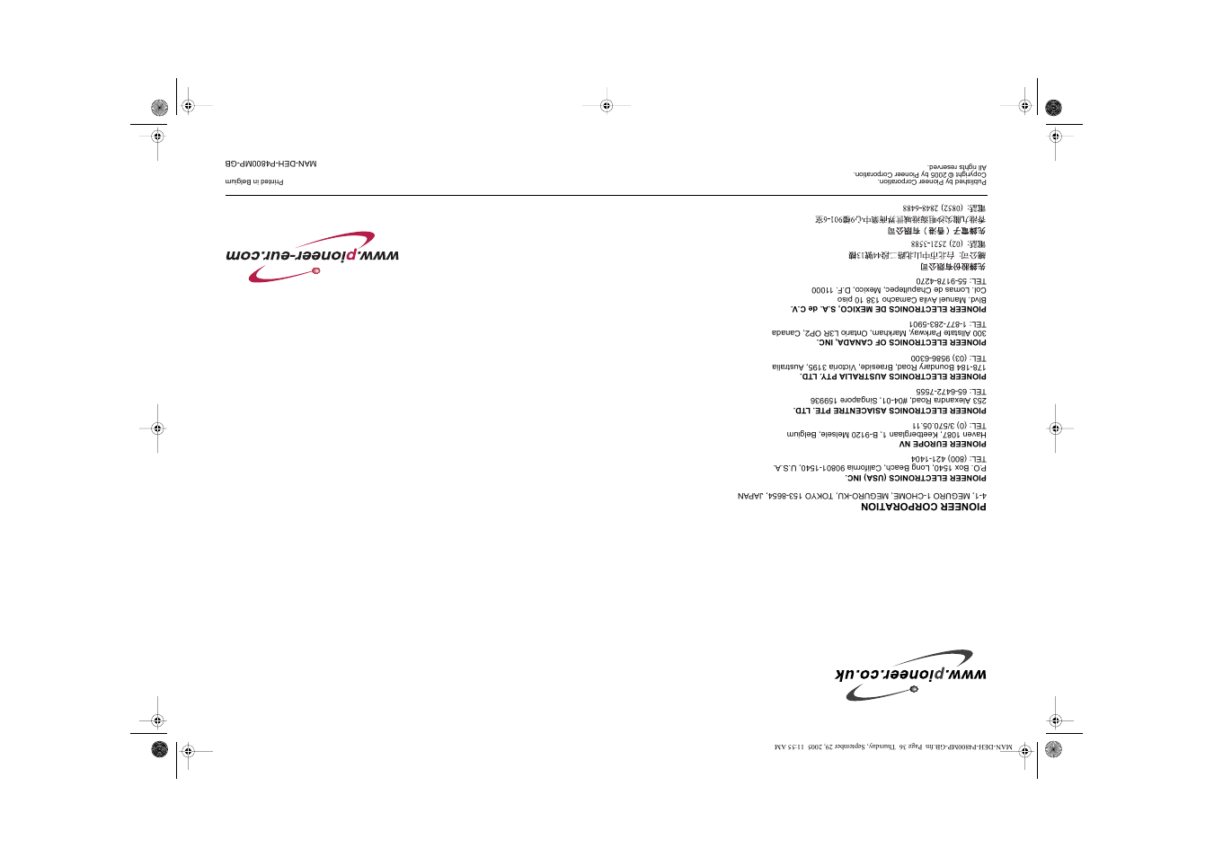 Pioneer DEH-P4800MP User Manual | Page 36 / 36