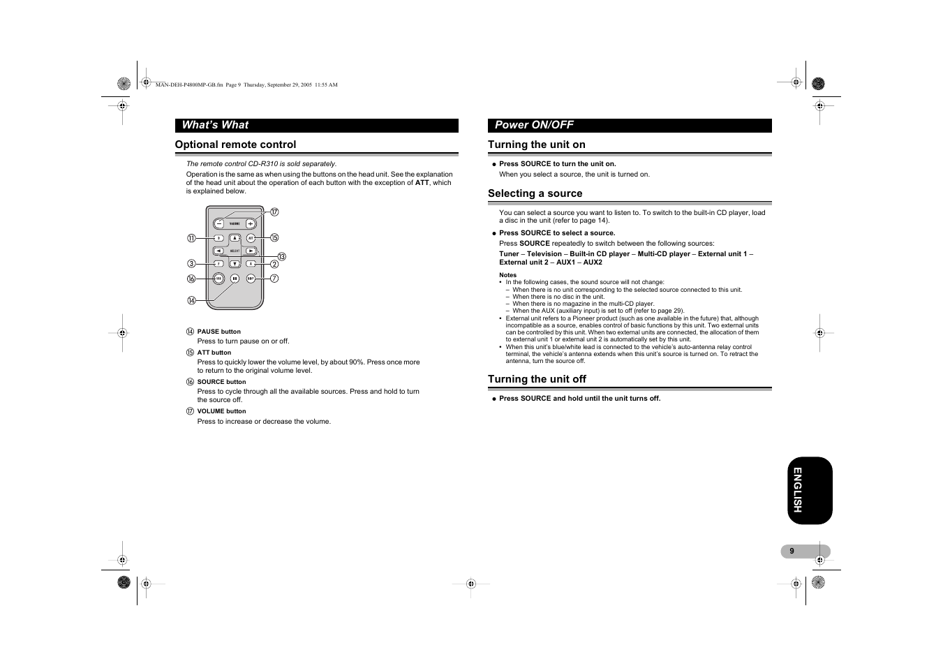 Pioneer DEH-P4800MP User Manual | Page 9 / 36