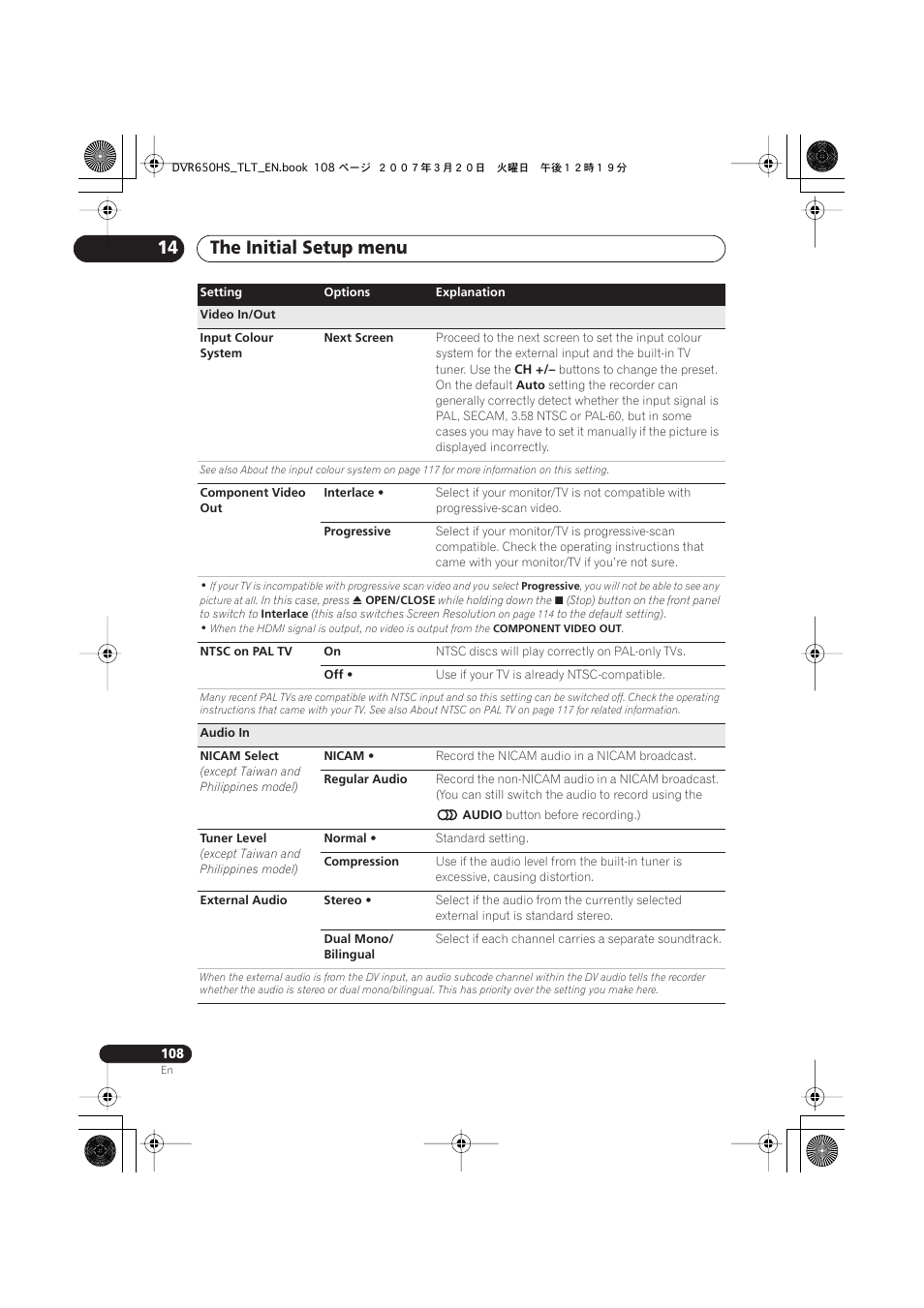 The initial setup menu 14 | Pioneer DVR-450H-S User Manual | Page 108 / 137