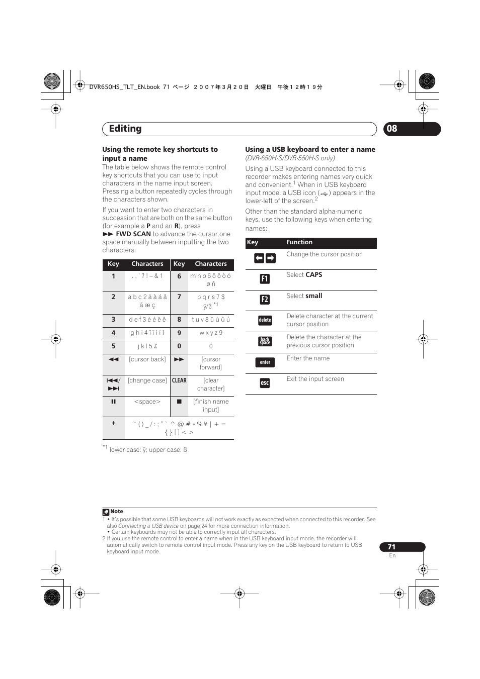 Editing, F1 f2 | Pioneer DVR-450H-S User Manual | Page 71 / 137