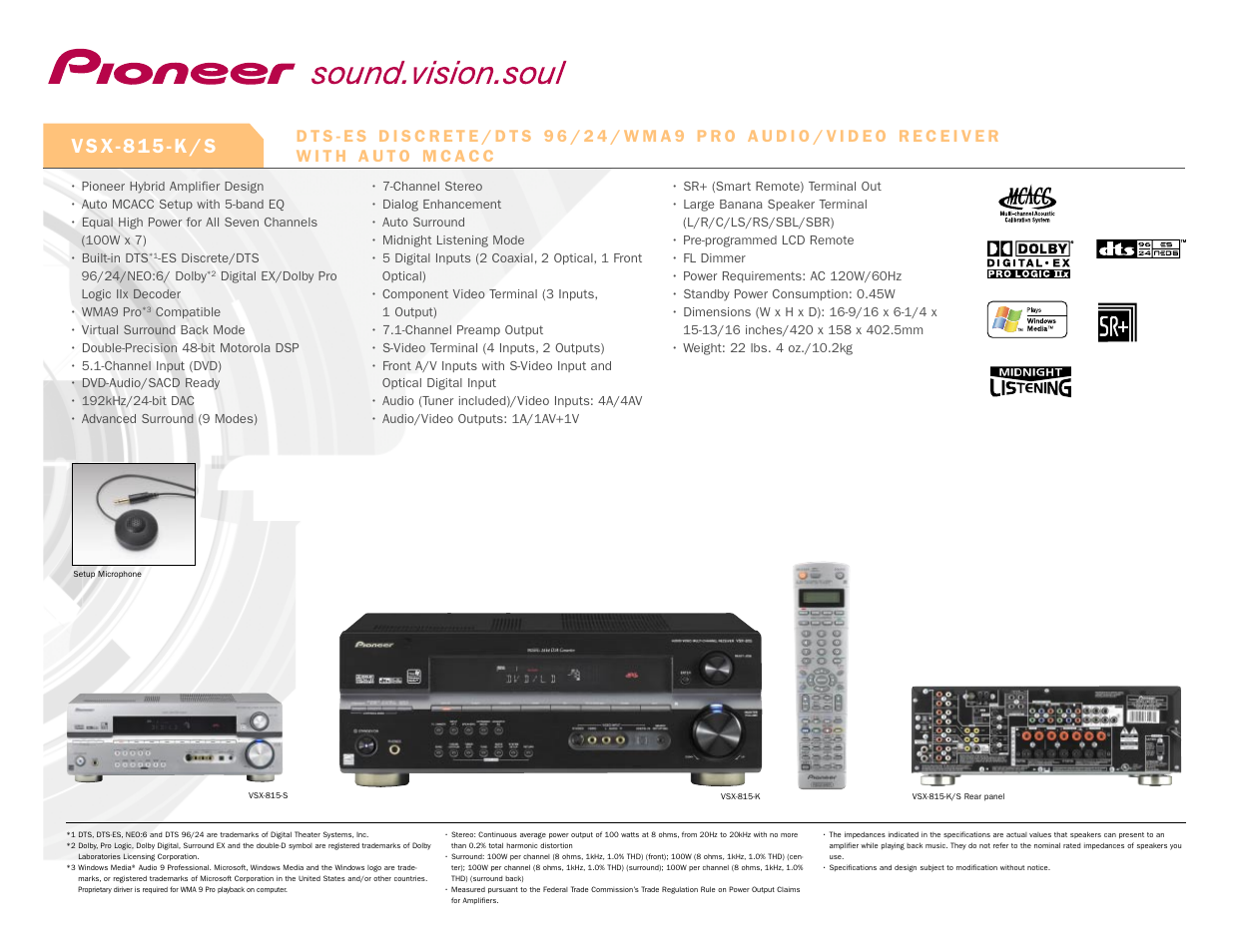 Pioneer VSX-815-S User Manual | 1 page