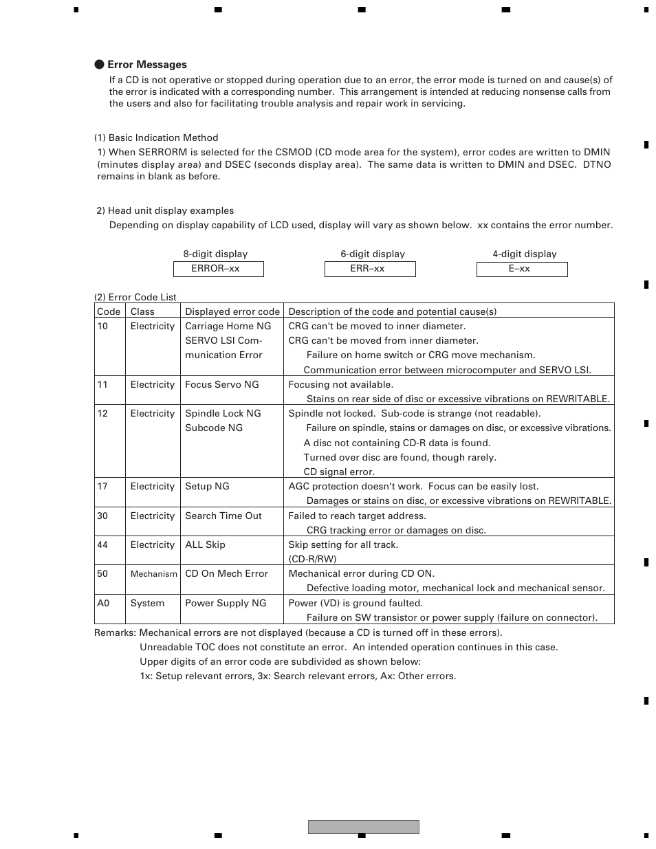 3 error mode | Pioneer DEH-1600R User Manual | Page 43 / 63