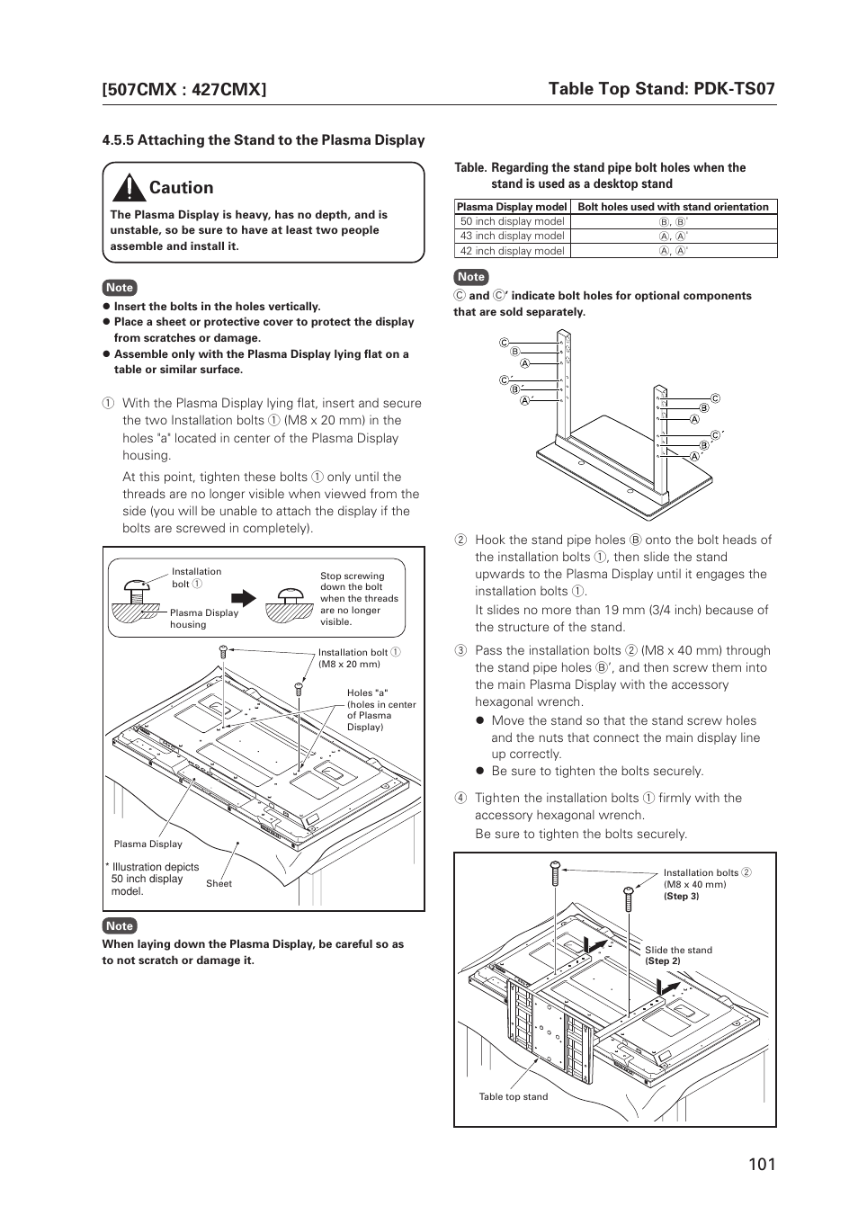 Caution | Pioneer PDP 427CMX User Manual | Page 101 / 288