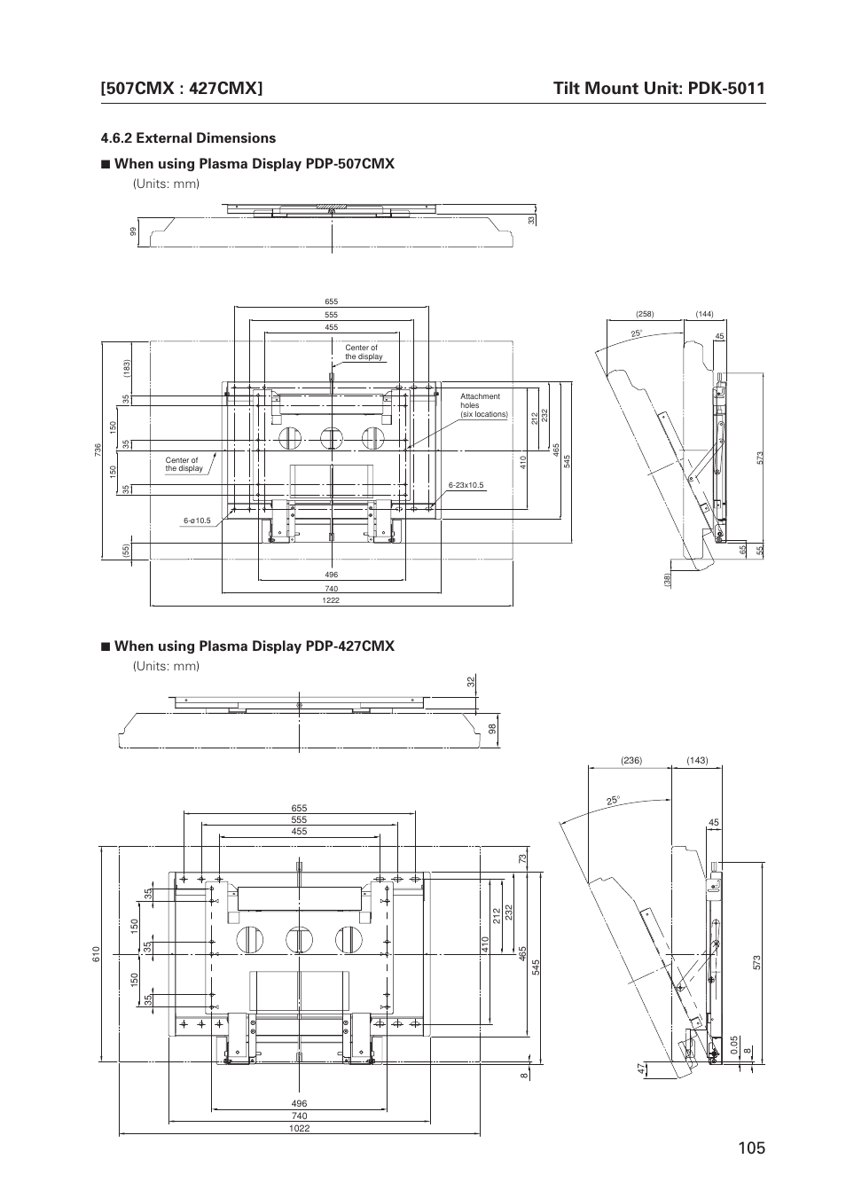 7 when using plasma display pdp-427cmx, Units: mm) | Pioneer PDP 427CMX User Manual | Page 105 / 288